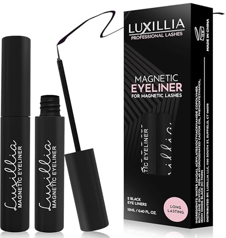 Luxillia Magnetic Eyeliner for Magnetic Eyelashes, Upgraded Strongest Hold, Most Natural Look, Waterproof, Smudge Proof Liquid Liner in Black