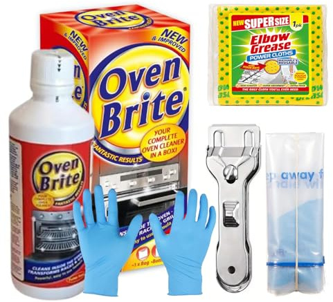 Oven Cleaner- 500 ML Bottle | Non Scratch Oven & Hob Cleaning Tool & Microfibre Cloth | Complete Oven Cleaning Kit with Bags for Racks, Gloves and Instructions