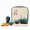 fanquare Juegos de Té Verde Japonés para Adultos, Juego de Té Chino de Cerámica, Servicio de Té Kongfu Portátil con Bandeja de Bambú, una Tetera, 4 Tazas de Té y 1 Bote de Té