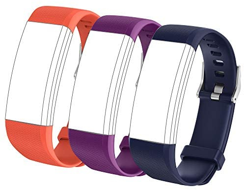 Septoui Ersatzarmband für Fitnessarmband Smartwatch, Hautfreundlich und Atmungsaktiv, 3 Packungen Lila Blau Orange