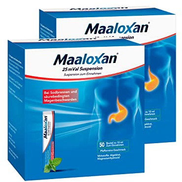 Maaloxan 25 mVal Suspension, Suspension zum Einnehmen, 100 x 10 ml, mit Algeldrat und Magnesiumhydroxid, bei Sodbrennen und säurebedingten Magenbeschwerden