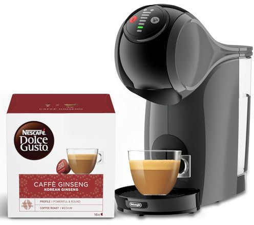 NESCAFÉ DOLCE GUSTO De'longhi Genio S, Macchina per Caffè Espresso e Altre bevande in capsula, Automatica, Antracite + Ginseng 96 capsule