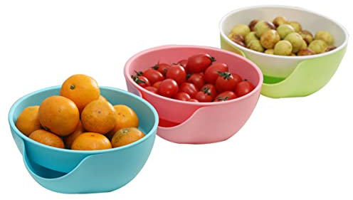 iplusmile Ciotola Per Snack Doppia in Plastica Lavabile, Porta Gusci Con Fondo Ampio Per Noci e Pistacchi, Organizer Per Piatti Separabili Per Snack e Frutta Secca