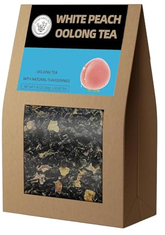 HANFANGLING Té Oolong de Melocotón Blanco – Refrescante, Alternativa a la Cafeína, Dulzura Fresca de Melocotón Blanco y Sabor Aromático de Té Oolong en Hojas Sueltas