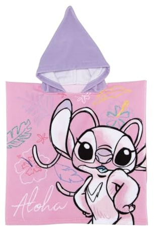 Disney Stitch y Angel Toalla con Capucha para Niñas, Toalla de Playa, Toalla de Baño, Stitch Poncho Toalla Natación Infantil