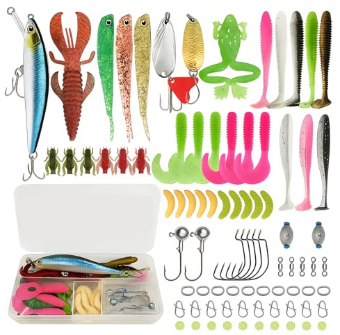 83 Pcs Pike Lures, Lures Kit with Variety of Styles, Essential Fishing Tackle for Freshwater and Saltwater Anglers, for Men Who Love Fishing