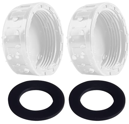 2 st PVC-gängade lock vita 32 mm med gummipackningar för 1'' invändig gänga slanganslutningar, rörlock för slangkopplingar i trädgård och VVS