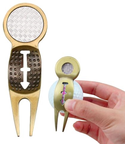 Divot - Herramienta de reparación | Horquilla de campo de golf y marcadores de bola, tenedor verde para poner campo de golf, accesorios de herramienta verde portátil, marcador de pelota para hombres y