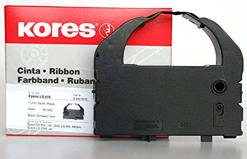 Kores - Nylon-Farbband für Nadeldrucker, Schwarz, kompatibel mit Epson EX 800, LQ 670, 680