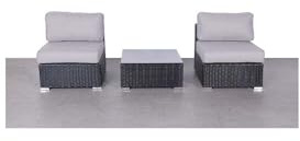 Living Source International 3-Piece Seating Group with Cushion in Black and Gray
