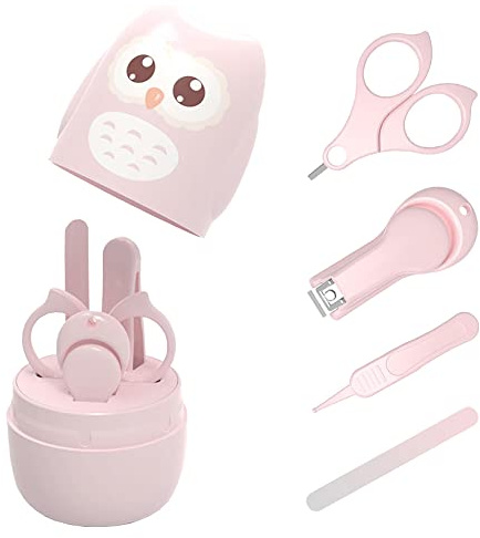 DZOZO Baby Nail Clipper kit Baby Manicure Grooming Set Baby Nail Care Set Baby Nail Kit Pedicure kit Baby Nail Care Tool 4-in-1 Baby Manicure Kit Baby Nail Clippers Scissor Nail File Tweezer