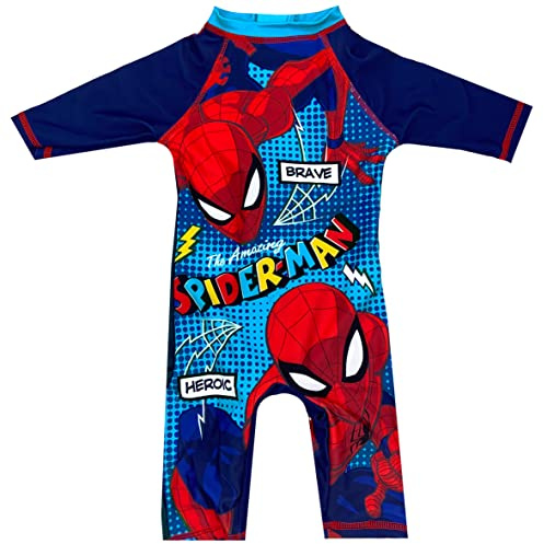 Spiderman Maillot de bain tout-en-un pour garçon UPF40 Protection solaire, Spiderman, 2-3 ans
