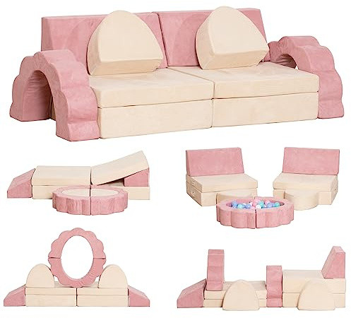 LOAOL Kids Couch 10PCS, Modular Kids Play Couch, Multifunctional Foam Toddler Sofa, Imaginative Convertible Play Sofa for Playroom