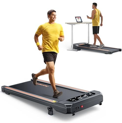 Walking Pad für Zuhause mit Neigung, kompaktes Laufband für Büro, 1-8km/h, LED-Display, App-Steuerung, doppelter Stoßdämpfung, bis 120kg, tragbar und montagefrei,ideales Laufband für Zuhause und Büro