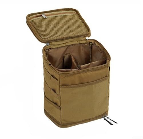 Camping Storage Bag Large Capacity Outdoor Lamp Gas Stove Canister Pot Carry Bag, Maximum Storage Capacity For Your Camping Gear Lamp, Stove, Canister, Pot(Khaki)