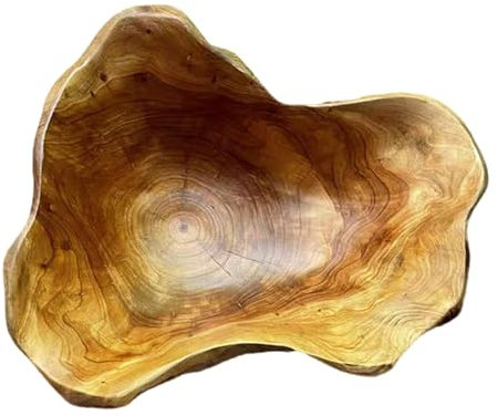 MerwDeeyt Wooden Fruit Bowl, Creative Root Carving Bowl, Decorative Natural Wooden Tray, Durable and Stylish Serving Bowl, Handmade Decorative Trays for Jewellery Displaying (25-29cm)
