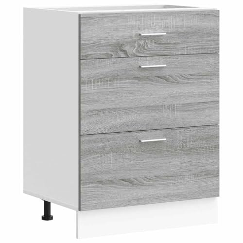 vidaXL Kitchen Base Cabinet Grey Sonoma - Engineered Wood, Ample Storage, 60x46x81.5cm, Adjustable Feet