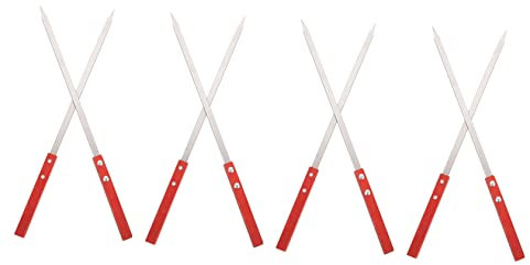 BESPORTBLE 8 Piezas Brocheta de Barbacoa de Secuoya de Brochetas de Acero Inoxidable para Carne Parrilla al Aire para Kebabs
