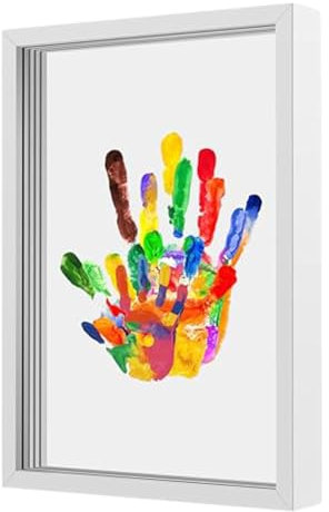 Handabdruck-Set für die Familie – Set mit Andenken, Bastelset, eleganter Holzrahmen mit transparenten Blättern, Handabdruck-Set, um Erinnerungen in der Familie zu schaffen