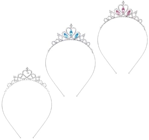 Lot de 3 serre-tête princesse tiar couronne strass cristal perle pour femme et fille mariage bal fête