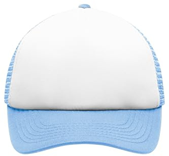 noTrash2003 Trucker Mesh Baseball Cap Truckerhat Unisex En storlek och barnmodeller Basecap Baseballkeps 30 färger enfärgad tvåfärgad polyester bomull – barn, Vit/ljusblå – barn, one size