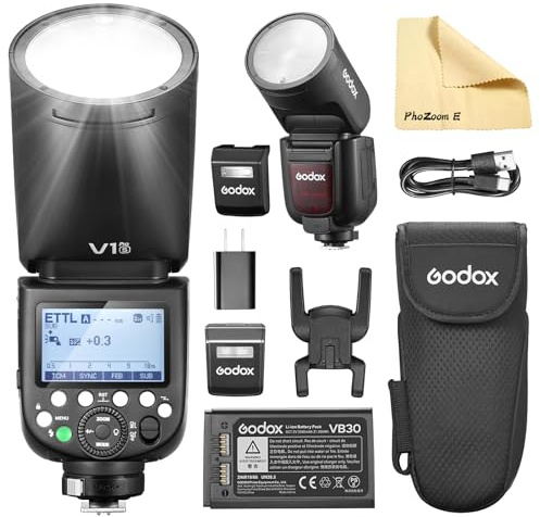 Godox V1PRO-S V1Pro S Flash per Fotocamera a Testa Tonda Camera Flash 2.4G 76Ws HSS 1/8000s Wireless TTL Speedlight Strobe con Batteria Agli Ioni di Litio per Fotocamere Sony
