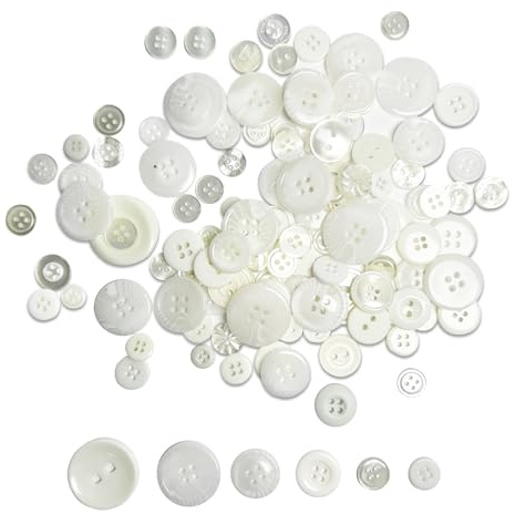 80-100 PCS Assorted Colored Resin Buttons for Sewing Crafts DIY Projects | and Handmade Ornament - Multiform,White series