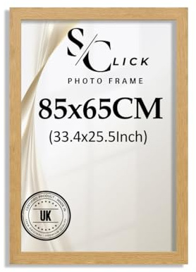 SCLICK 85x65cm Picture Poster Frame For Personalized Photos-Jigsaw Puzzle-Certificates Wall Picture Hanging Frames For Horizontal & Vertical Display Of Pictures (Oak)