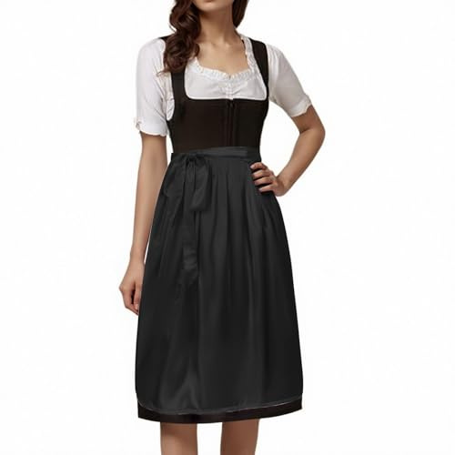 German Oktoberfest Costume for Women, Oktoberfest Apron Dirndl Dress Women Classic Plain Half Apron with Ribbons for Bavarian Style Cosplay Party Dress
