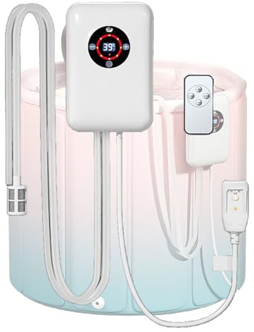 Weyot Portable Water Heater For Small Pools & Hot Tubs, Bath Heater For Bucket Bathtub, 30-43°C Constant Temperature Control & Remote Control, For Bath LoversWhite,22x14.8x7.5cm