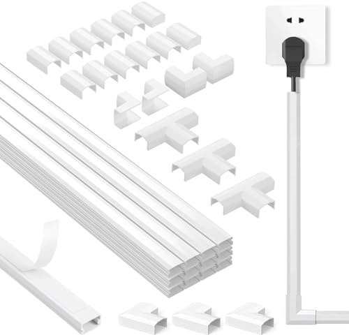 Carehabi Canalina Passacavi Muro Adesiva 4,8m (15x9mm, 0,4mx12pcs), Canaletta per Cavi Elettrici, Nascondi Cavi TV e Scrivania, Coprifili Parete Verniciabile, Autoadesivo Senza Foratura, Bianco