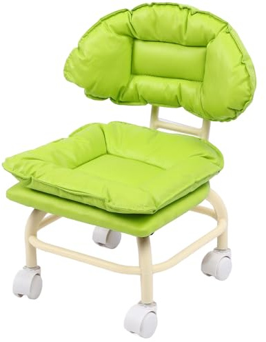 ZASCHMOY Tabouret Roulant, Chaise Pivotante à 360 Degrés avec roulettes et Support Dorsal, Cuir PU Imperméable, Mini Tabouret Portable pour la Maison, Le Bureau, Le Salon, Le Spa, Le