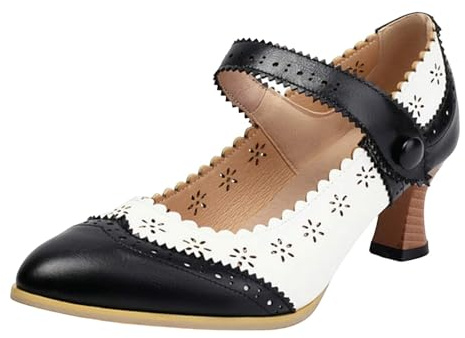 Escarpins à pieds larges pour femme - Élégantes - Petites avec talon - Chaussures de mariage - Chaussures de danse confortables - Chaussures basses à talons hauts - Chaussures traditionnelles pour