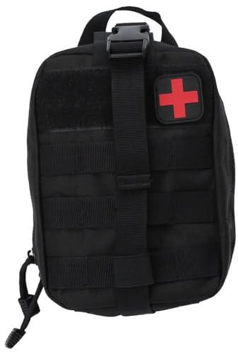 Bolsa de primeros auxilios, bolsa de supervivencia al aire y emergencia para escalada (Color: Negro)
