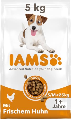 IAMS Hundefutter trocken mit Huhn - Trockenfutter für erwachsene Hunde ab 1 Jahr, geeignet für kleine & mittelgroße Hunde, 5 kg