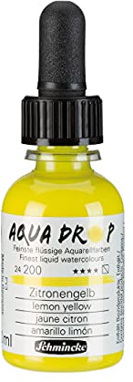 Schmincke - AQUA DROP, aquarelle liquide à base de pigments, jaune citron en flacon pipette de 30 ml, 24200034, pour la peinture aquarelle, la calligraphie, le lettrage à la main, l'aérographie