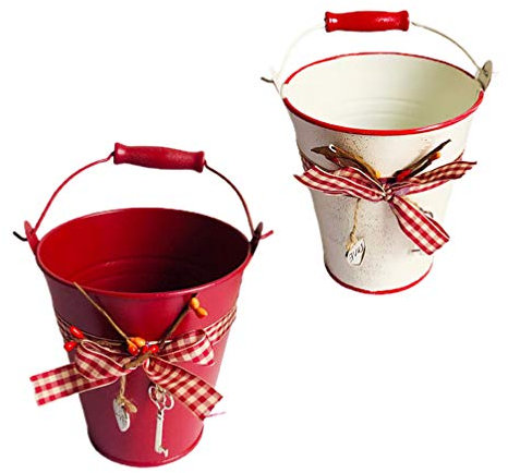 BESPORTBLE Garden Buckets Handles Iron Sheet Pot Decorative Planting Bucket Wooden Handle