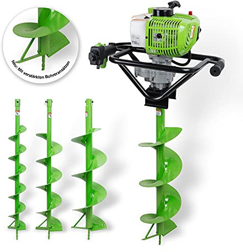 BullPower EB-5202 Benzin Erdbohrer 52ccm Erdbohrgerät Erdlochbohrer Pfahlbohrer 10cm + 15cm + 20cm