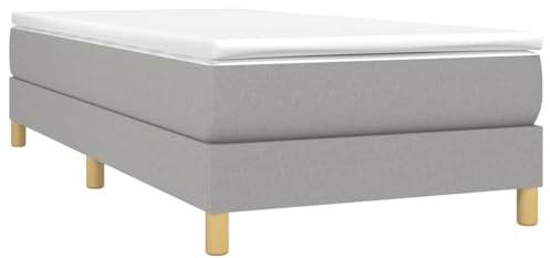 vidaXL Estructura de Cama con Somier, Somier Individual de Listones, Base de Cama Tapizada, Mueble para Dormitorio Hogar, Tela Gris Claro 80x200 cm