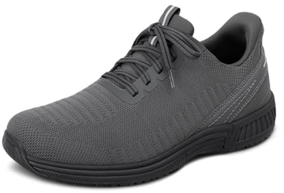 Orthofeet Men's Orthopedic Knit Yari Hands-Free Sneakers, Grey, Size 11.5