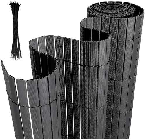 Joparri PVC Sichtschutzmatte, Windschutz UV-beständig Sichtschutz, PVC Sichtschutzzaun mit Kabelbindern, Stabil Balkonverkleidung Blickdicht Sichtschutz Balkon Zaun, 80 x 600 cm, Anthrazit