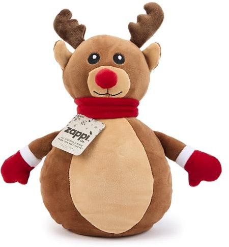 Zappi Co Reindeer Plush Toy – Soft and Cuddly Christmas Rudolph the Red-Nosed Decoration (25cm height), Perfect for Festive Decor, and Stocking Fillers