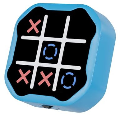 Tic Tac Toe Robot Game Toy, consola de rompecabezas de mano 3 en 1 con modo silencioso, juego de viaje portátil para niños y adultos, a partir de 3 años, azul