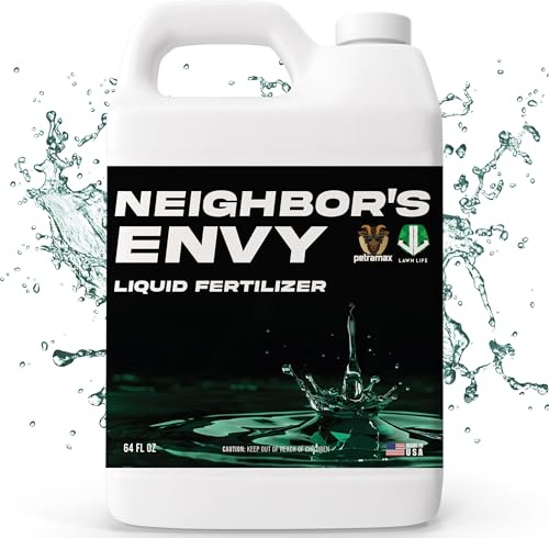 PetraMax Neighbor’s Envy Grass Fertilizer for Lawn & Garden, 64 Ounce Covers up to 8,000 sq.ft. 7-in-1 Liquid Lawn Fertilizer Concentrate for Deep Green Turf - Includes Nitrogen/Iron/Humic/Sea Kelp