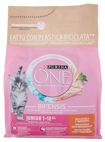PURINA ONE Bifensis Junior | Kattungar upp till 12 månader och katter under graviditeten | Kroketter | hjälper till att utveckla kattens vitala funktioner | med kyckling | påse | 2,8 kg | Kattungekroketter med kycklingsmak - för kattungar och gravida katter, främjar immunitet - kattunge hälsa - komplett måltid