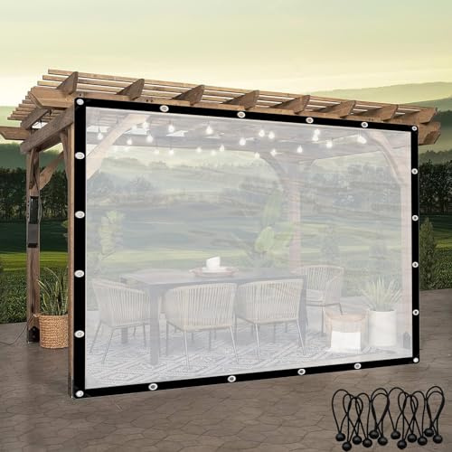 Paneles laterales de lona transparente impermeable para pérgolas, patios, jardines y garajes, cortinas de lona duraderas para exteriores con ojales, 3 x 3,5 m