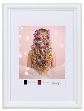 KM FOTO Holzrahmen mit Kunststoffglas Bilderrahmen MDF-Rahmen Wandrahmen Fotorahmen HR-22: Farbe: Weiß | Format: 50x70 | Pack: 1