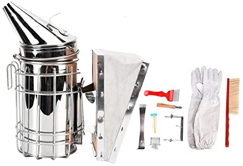 Kit de iniciación a la Apicultura: ahumador de Colmenas, incrustador de Alambre, raspador, Cepillo para Abejas, Suministros y Herramientas para apicultores.