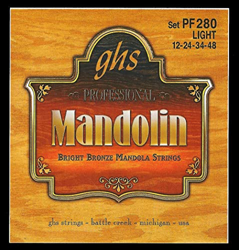 GHS Strings - Mandola Strings - 8-String set - Bright Bronze - Light Gauge - 012-048 - Model: PF280 SET