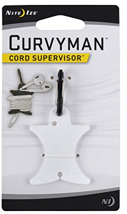 Nite Ize Curvyman Cord Supervisor Earbud Organizer, Headphone Cord Wrap - Compact, Durable, and Lightweight, White